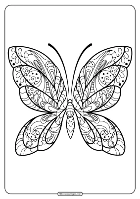 Printable Butterfly Mandala PDF Coloring Pages 38