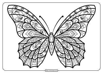 Printable Butterfly Mandala PDF Coloring Pages 39