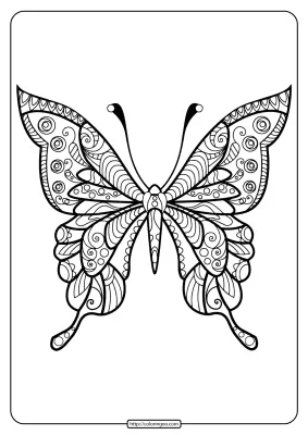 Printable Butterfly Mandala PDF Coloring Pages 40
