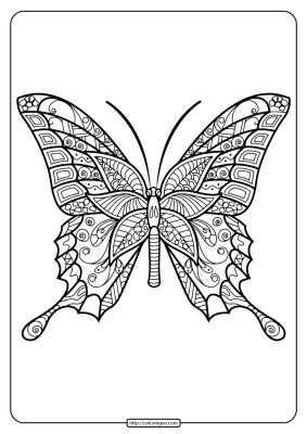 Printable Butterfly Mandala PDF Coloring Pages 42