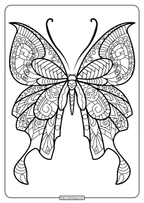 Printable Butterfly Mandala PDF Coloring Pages 44