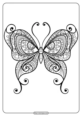Printable Butterfly Mandala PDF Coloring Pages 45
