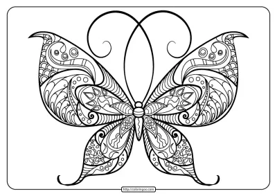 Printable Butterfly Mandala PDF Coloring Pages 48