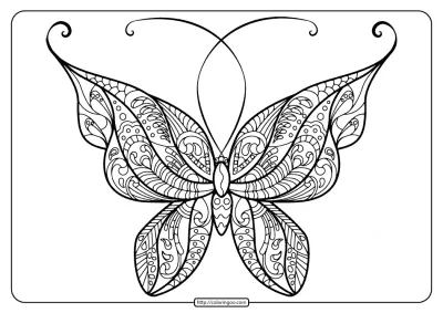 Printable Butterfly Mandala PDF Coloring Pages 49
