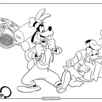 disney donald and goofy camping coloring page