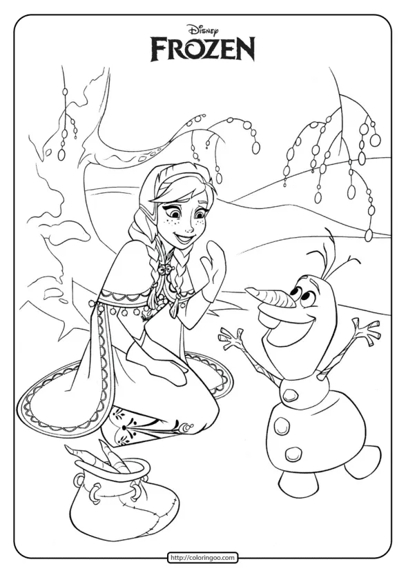 Disney Frozen Anna and Olaf Coloring Pages 02 1 Disney Frozen Anna and Olaf Coloring Pages 02