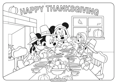 Mickey Mouse Thanksgiving Coloring Book Pages