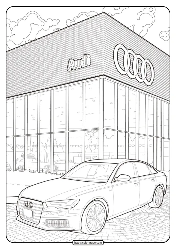 Printable Audi Cars Coloring Book Page 04 1 Printable Audi Cars Coloring Book Page 04