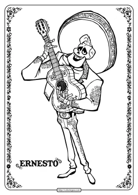 Printable Disney Coco Ernesto Coloring Pages
