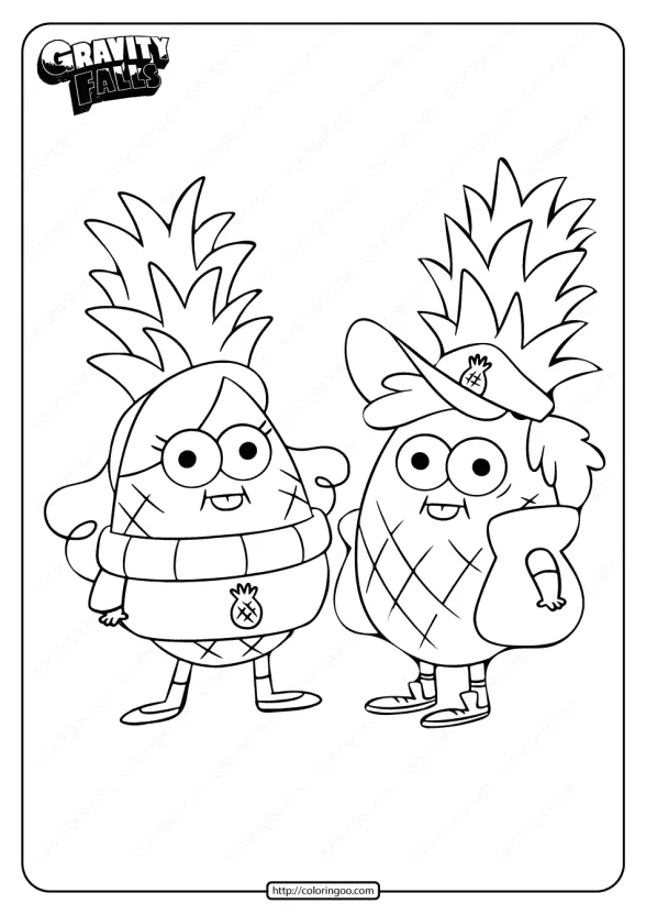 Gravity Falls Dipper and Mabel Coloring Page 1 printable gravity falls dipper and mabel coloring page