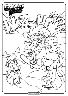 Gravity Falls Dipper Skateboarding Coloring Page