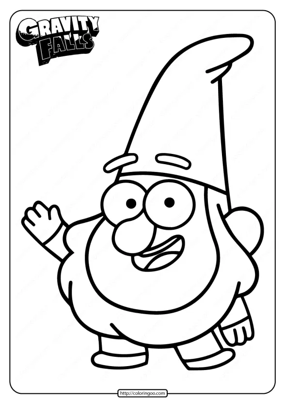 Gravity Falls Friendly Gnome Jeff Coloring Page 1 printable gravity falls friendly gnome jeff coloring page