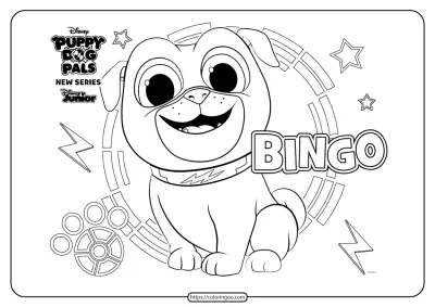 Printable Puppy Dog Pals Bingo Coloring Book Page