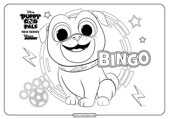 printable puppy dog pals bingo coloring book page
