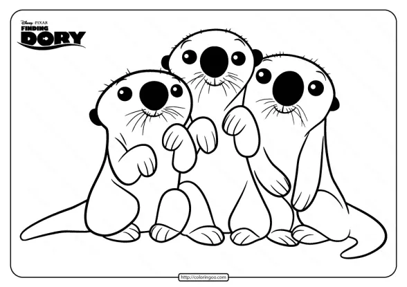 Disney Finding Dory Otters Pdf Coloring Page 1 Disney Finding Dory Otters Coloring Pages