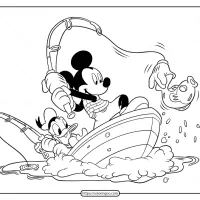 Disney Mickey and Donald Fishing Coloring Page