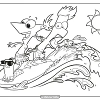Phineas and Ferb Surfs Up Coloring Page