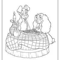 Printable Lady and the Tramp Coloring Page 01