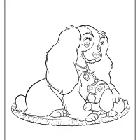 Printable Lady and the Tramp Coloring Page 06