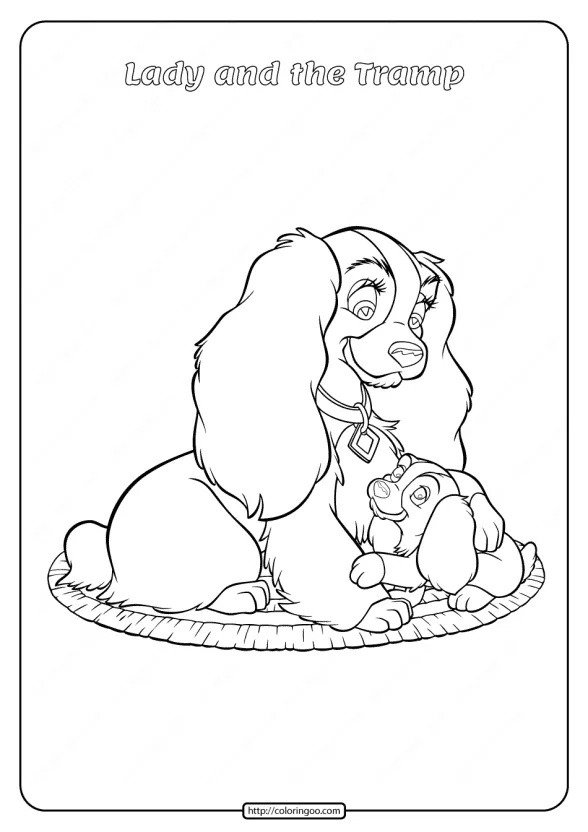 Printable Lady and the Tramp Coloring Pages 06 1 Printable Lady and the Tramp Coloring Page 06