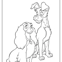 Printable Lady and the Tramp Coloring Page 07