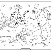 Winnie the Pooh and Friends Fall Coloring Page 8 Winnie the Pooh and Friends Fall Coloring Page