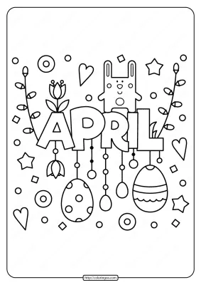 Printable April Pdf Coloring Page