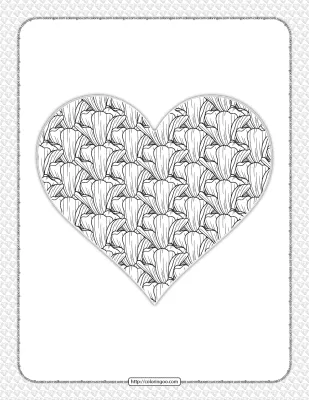 Free Printable Heart Flower Coloring Page