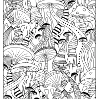 free printable mashroom adult coloring book