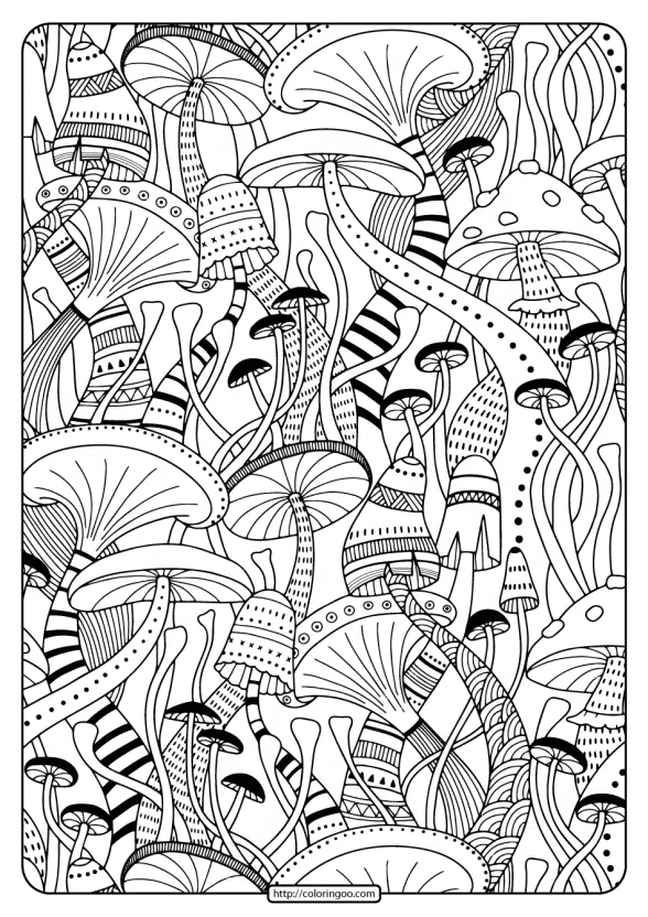 Free Printable Mushrooms Adult Coloring Book 1 free printable mashroom adult coloring book