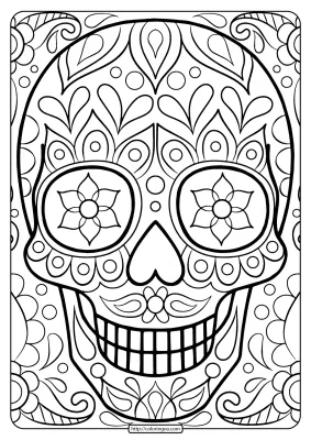 Free Printable Sugar Skull Coloring Page