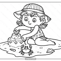 Girl Building Sand Castle Pdf Coloring Page 43 girl building sand castle coloring page