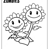 Plants vs Zombies Twin Sunflower Coloring Page 14 plants vs zombies twin sunflower coloring page