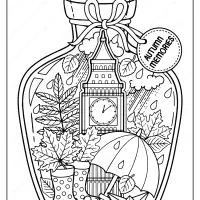 printable autumn memories pdf coloring page