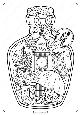 Printable Autumn Memories Pdf Coloring Page