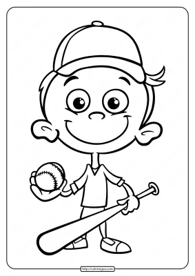 Printable Baseball Player Boy Coloring Page