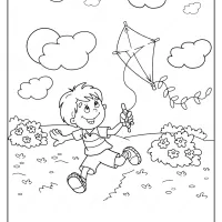 Printable Boy Flying a Kite Pdf Coloring Page 32 printable boy flying a kite pdf coloring page