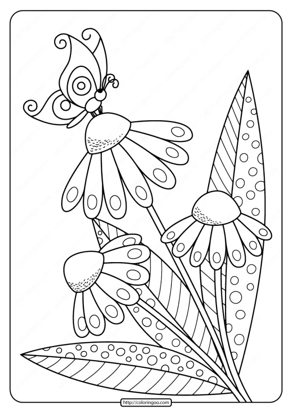 Printable Butterfly on Flower Pdf Coloring Book 1 printable butterfly on flower pdf coloring book
