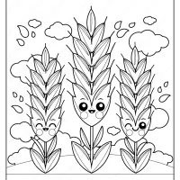 printable cute wheat pdf coloring page