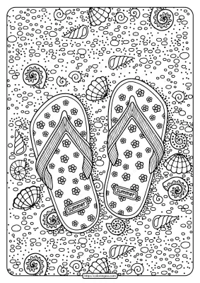 Printable Flip Flops Pdf Coloring Page