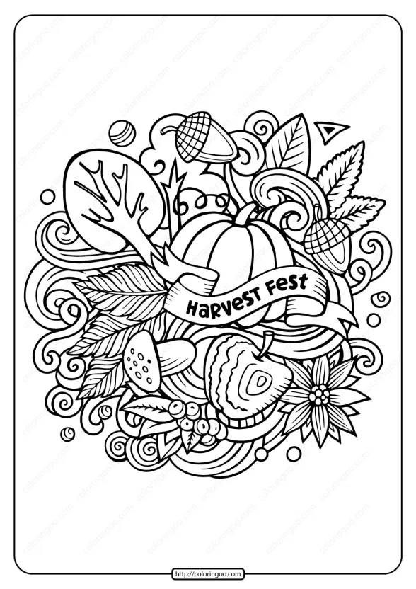 Printable Harvest Fest Pdf Coloring Page 1 printable harvest fest pdf coloring page