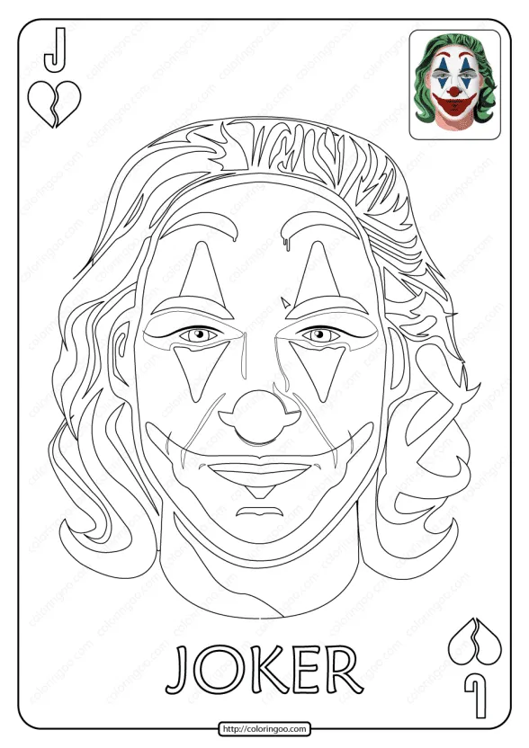 Printable Joker Card Pdf Coloring Page 1 printable joker card pdf coloring page