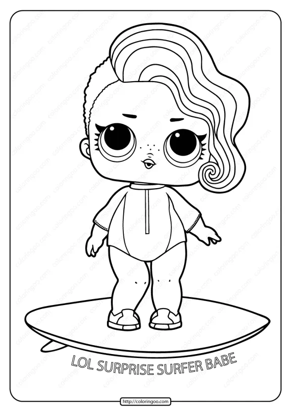 Printable Lol Surprise Surfer Babe Coloring Page 1 printable lol surprise surfer babe coloring page