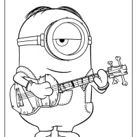 printable minions play the guitar coloring pages