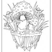 printable mushrooms adult coloring page 2