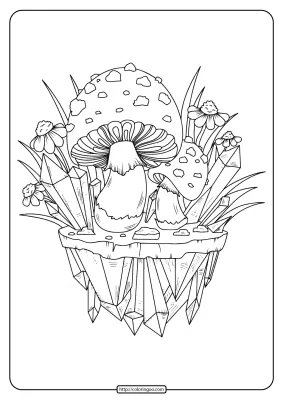 Printable Mushrooms Adult Coloring Page – 02