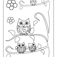 printable owls on the branch coloring page