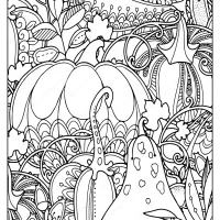 printable pumpkins berries and leaves coloring page