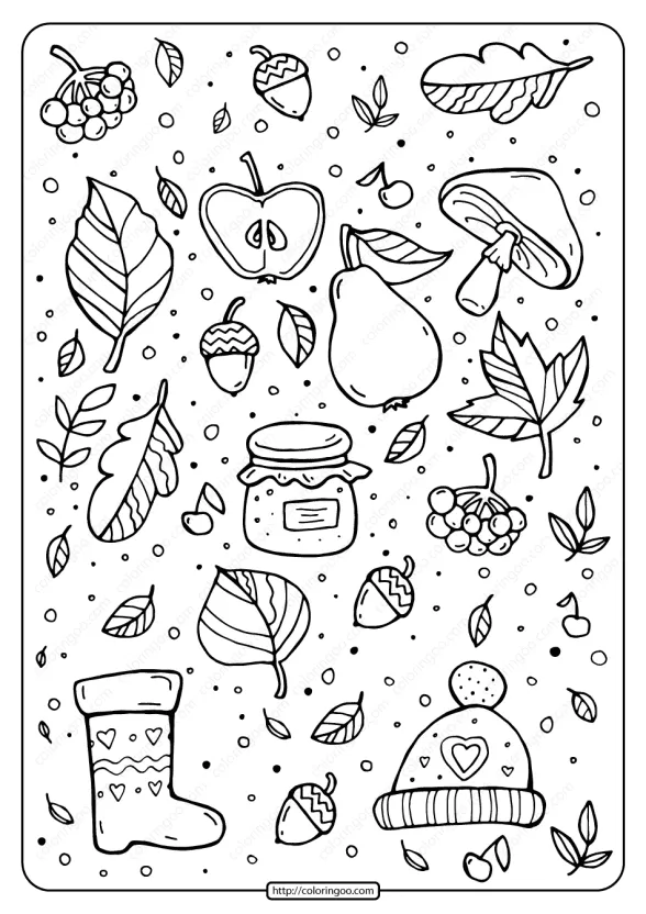 printable signs of fall pdf coloring page