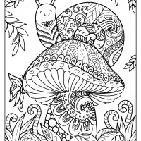 printable snail on a mushroom coloring page